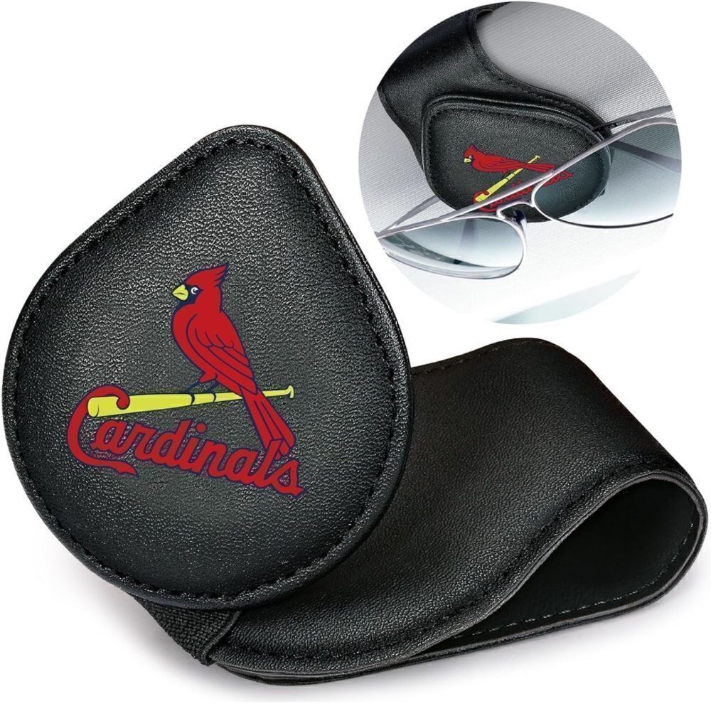 MLB St Louis Cardinals Sunglass Holder for Car Black Leather NWT
